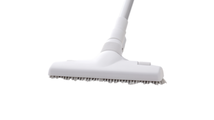 A white vacuum cleaner with a white handle
