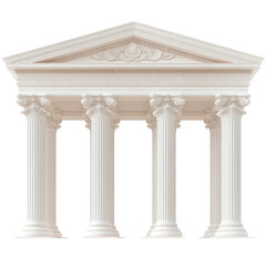 The white pillars of a building are tall and slender