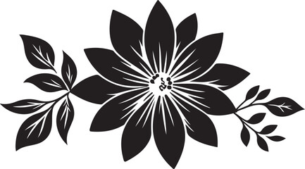 Black Simple Flower Silhouette Vector Design on white background
