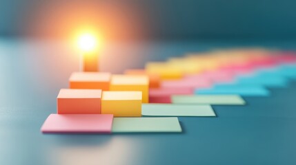 A checklist with a color coded system for prioritizing tasks, with a spotlight shining on the highest priority item.