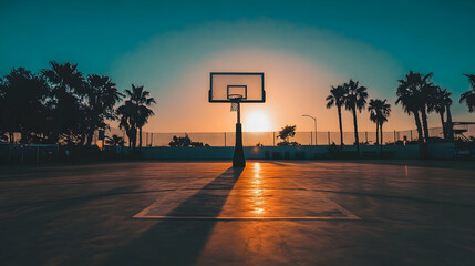 Silhouette of a basketball hoop