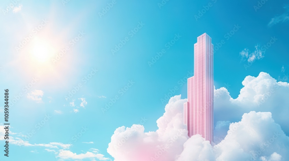 Poster a newly constructed skyscraper standing tall against the skyline, demonstrating the role of structur
