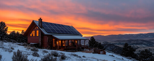 Solar panels on a home with timelapse from sunrise to sunset