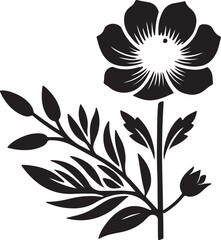 Black flower silhouette vector on white background