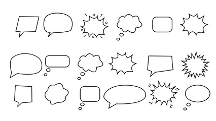 Fototapeta premium Retro empty comic speech bubbles set with black halftone shadows. Vintage design, pop art style - stock 