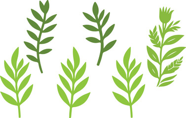 Fototapeta premium Green flower leaf silhouette vector on white background