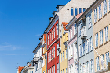 The famous Nyhavn area in the historical part of the city of Copenhagen