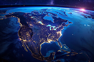 Satellite View Of North America At Night