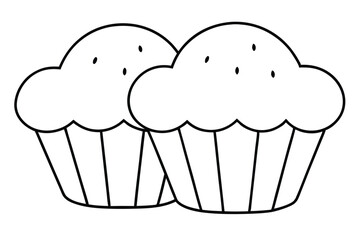 Two Muffins line art vector illustration