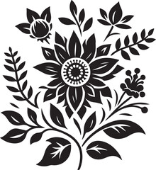 Black flower silhouette vector on white background