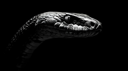 Black and white silhouette of a snake with its head raised