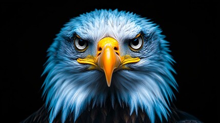 Fototapeta premium Majestic Young Bald Eagle in Nest: Close-up of Raptor in Natural Habitat