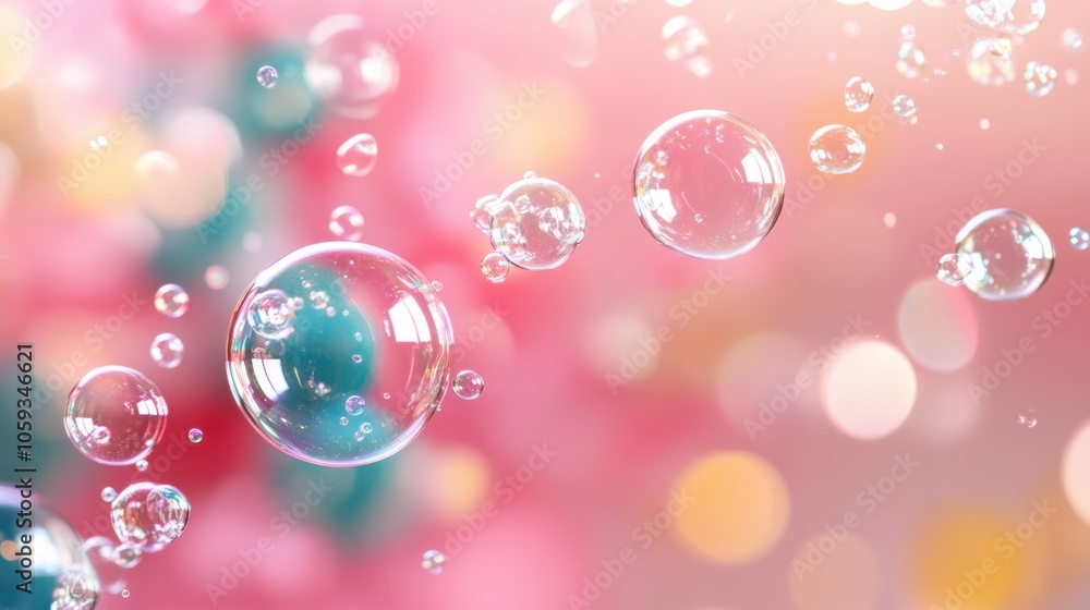 Poster a collection of soap bubbles bursting simultaneously, creating a burst of color and movement, showca
