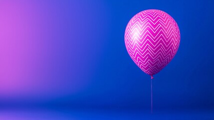 Vibrant Neon Balloon with Stylish Pattern on Dark Background - Flat Lay Composition