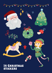 Set 14 Christmas stickers