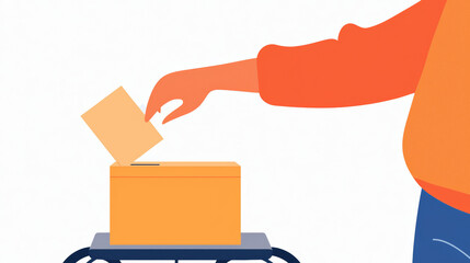 Person with a disability placing a vote in a secure voting box at an accessible voting center, highlighting equal representation and inclusion.