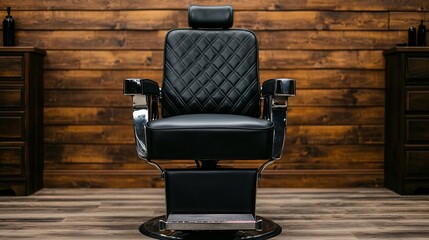Retro Barbershop Logo with Vintage Typography and Hair Clippings on Barber's Station