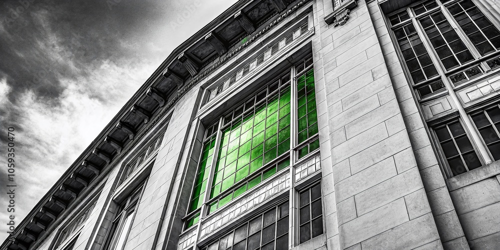 Poster green grainy color flow on black background - high dynamic range design for website banner and copy 