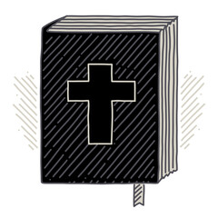 Bible with the symbol of the cross on the front with details around it to emphasize the design