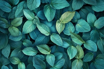 Mint leaves background. Green mint leaves pattern layout design. Ecology natural creative concept. Top view nature background with generative ai