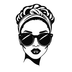 a black and white silhouette of a woman's face.
