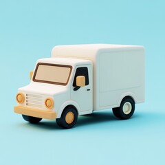 Minimalist Toy Delivery Truck on Pastel Blue Background