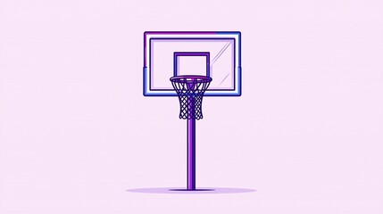 Minimalist Flat Design Basketball Hoop with Net - Simple and Elegant Sporting Equipment Illustration