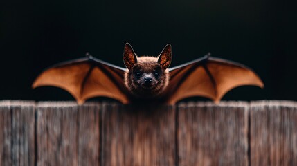 Mysterious Bat Shadow Silhouette on Wooden Fence at Dusk, Abstract Wing Shapes in Evening Light - Medium Shot