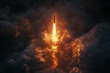 Rocket Launch Through Clouds: A Journey Into Space