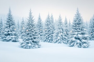 Winter Wonderland Snow Covered Trees Christmas Lights Festive Season