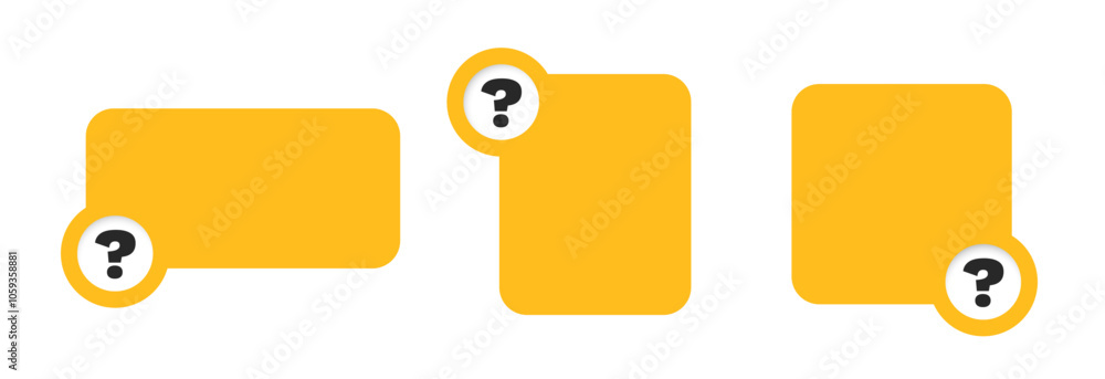 Aufkleber yellow warning message without text. gold frame with question mark. minimalistic empty border.