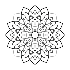 Ornate Floral Mandala for Coloring Book Art and Relaxation