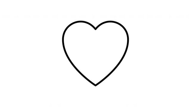 Heartbeat animated line icon. Black color line icon animation. 4K video with transparent background