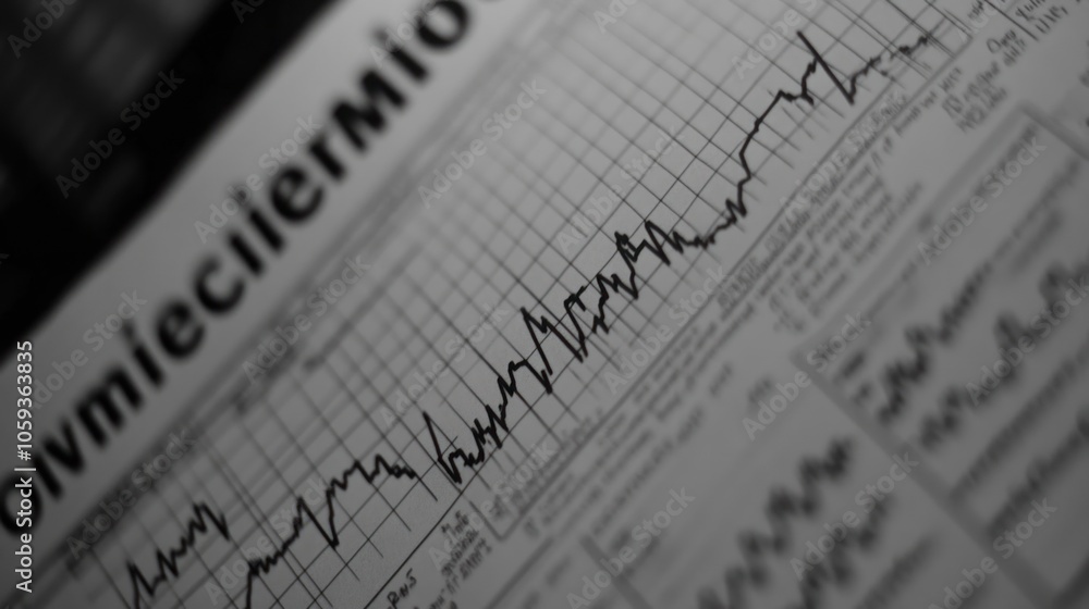Aufkleber a close-up of a line graph on a piece of paper with the word 'overview' in the background.
