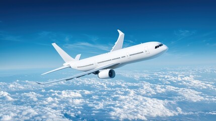 Stunning White Airplane Flying Above the Clouds