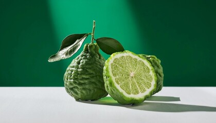 citrus fruit - bergamot - on a green background