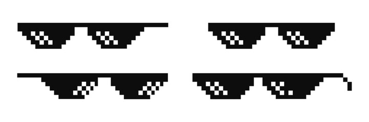 Thug Life Glasses. Black thug life meme like glasses in pixel style. 