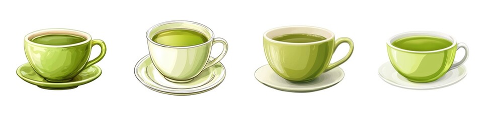 Isolated Green Tea Cup on White Background