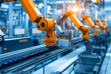 Fototapeta premium Automated Industrial Process with Robotic Arm