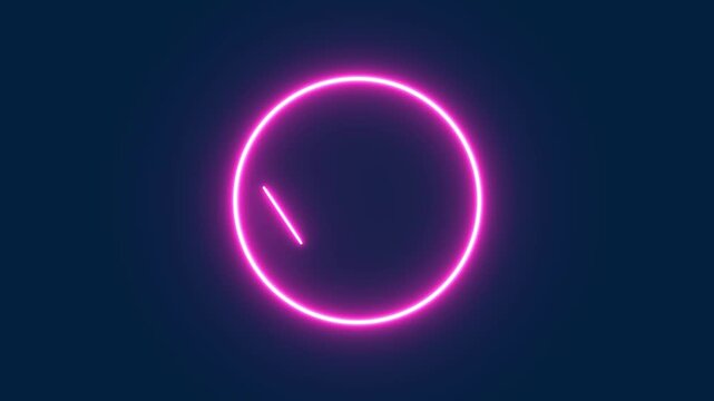 Glowing neon red color tick mark icon, red neon icon with deep blue background.