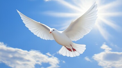 Fototapeta premium white dove of peace flying in the sky