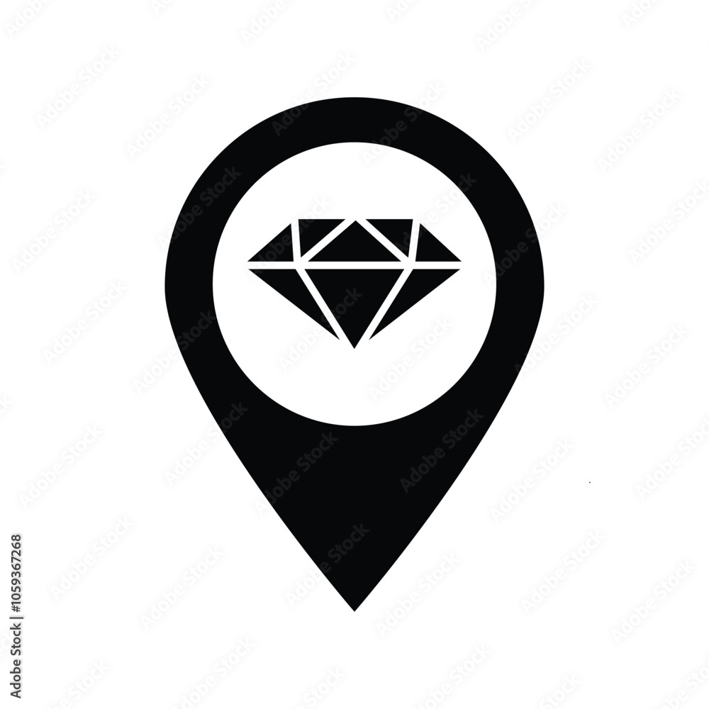 Poster diamond map pin jewelry vector map pointer
