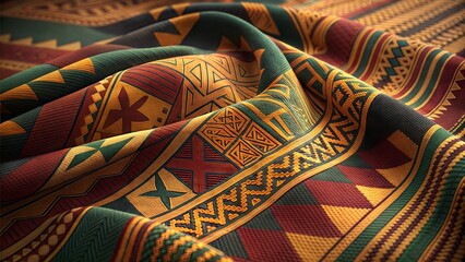 African patterned cloth with symbols for Kwanzaa celebration