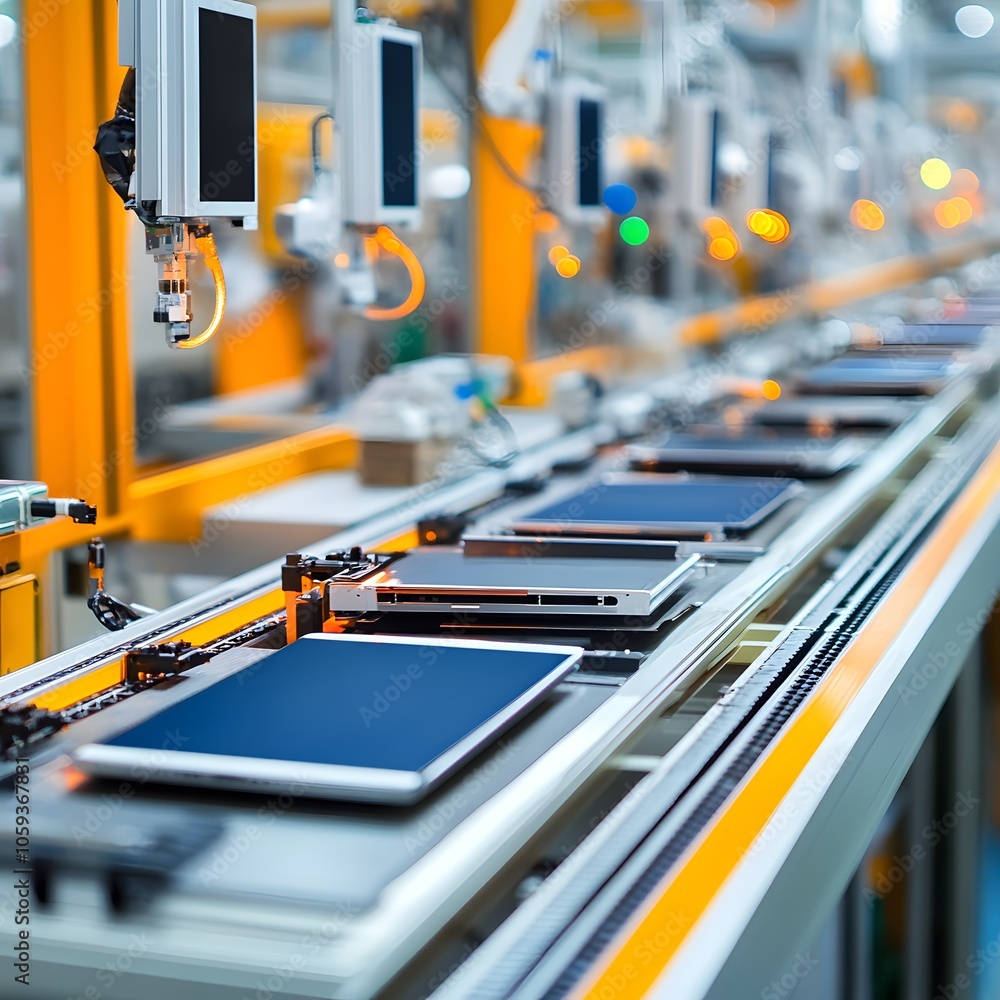 Aufkleber modern technology in automated production line