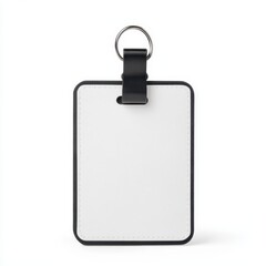 Obraz premium A blank identification tag with a black holder, suitable for personalizing with names or designs.