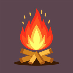 A simple and fun illustration of a campfire with flames, perfect for adding a touch of warmth and coziness to your designs. This playful graphic is ideal for camping-themed projects.