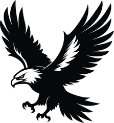 Vector silhouette of flying Eagle an white background 