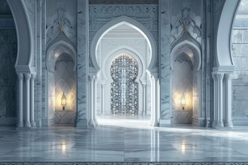 Fototapeta premium Islamic background for mosque during Ramadan social media posts.