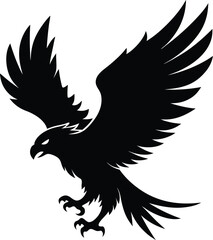 Vector silhouette of flying Eagle an white background 