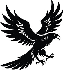 Vector silhouette of flying Eagle an white background 
